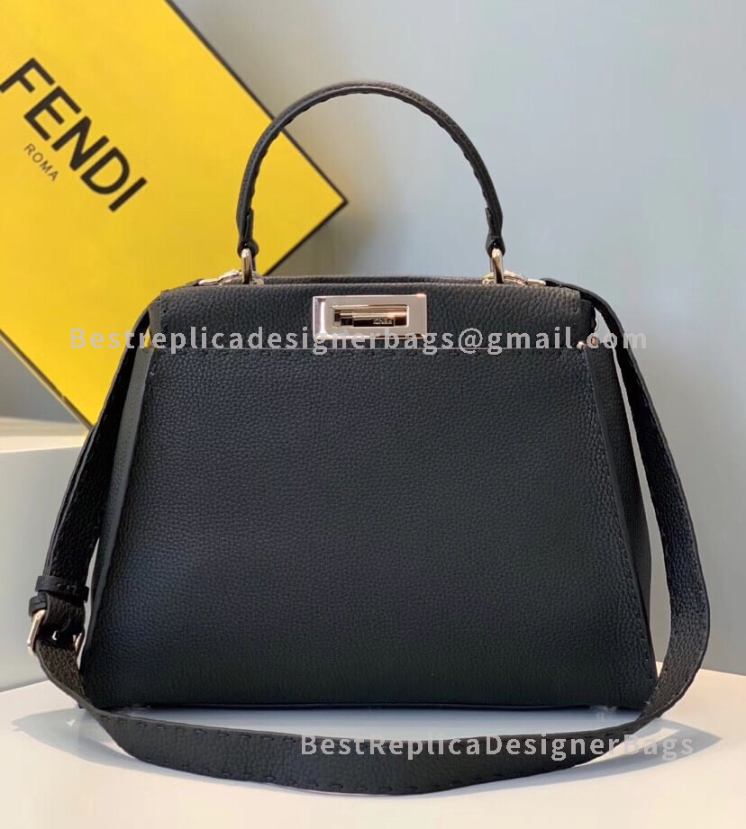 Fendi Peekaboo Iconic Medium Black Roman Leather Bag 2311
